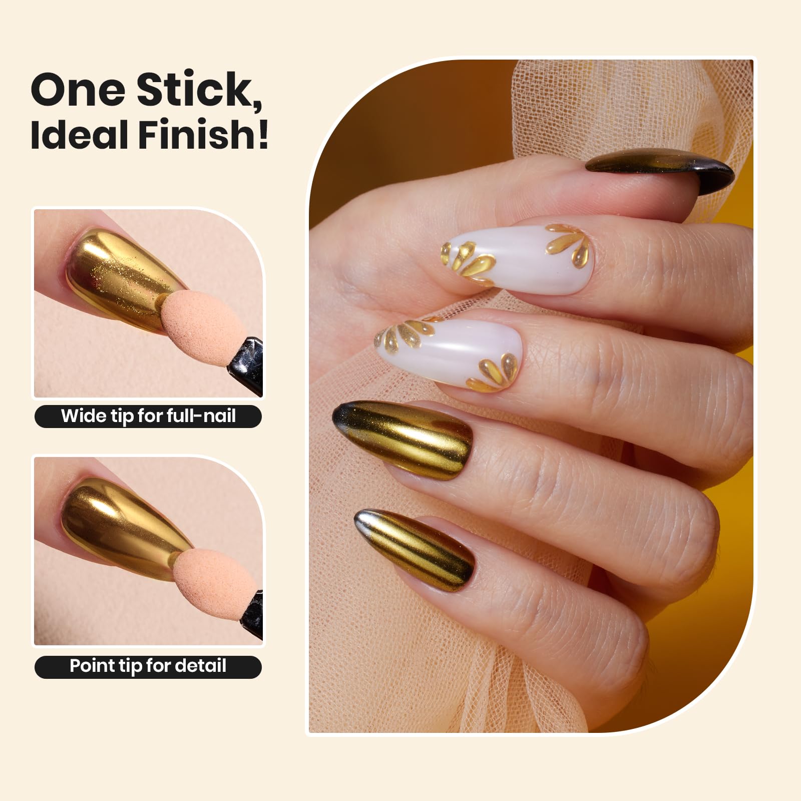 Beetles chrome nail powder ultra-fine particles deliver smooth application.