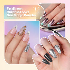 Beetles Chrome Nail Powder pearl white for luminous nail highlights.