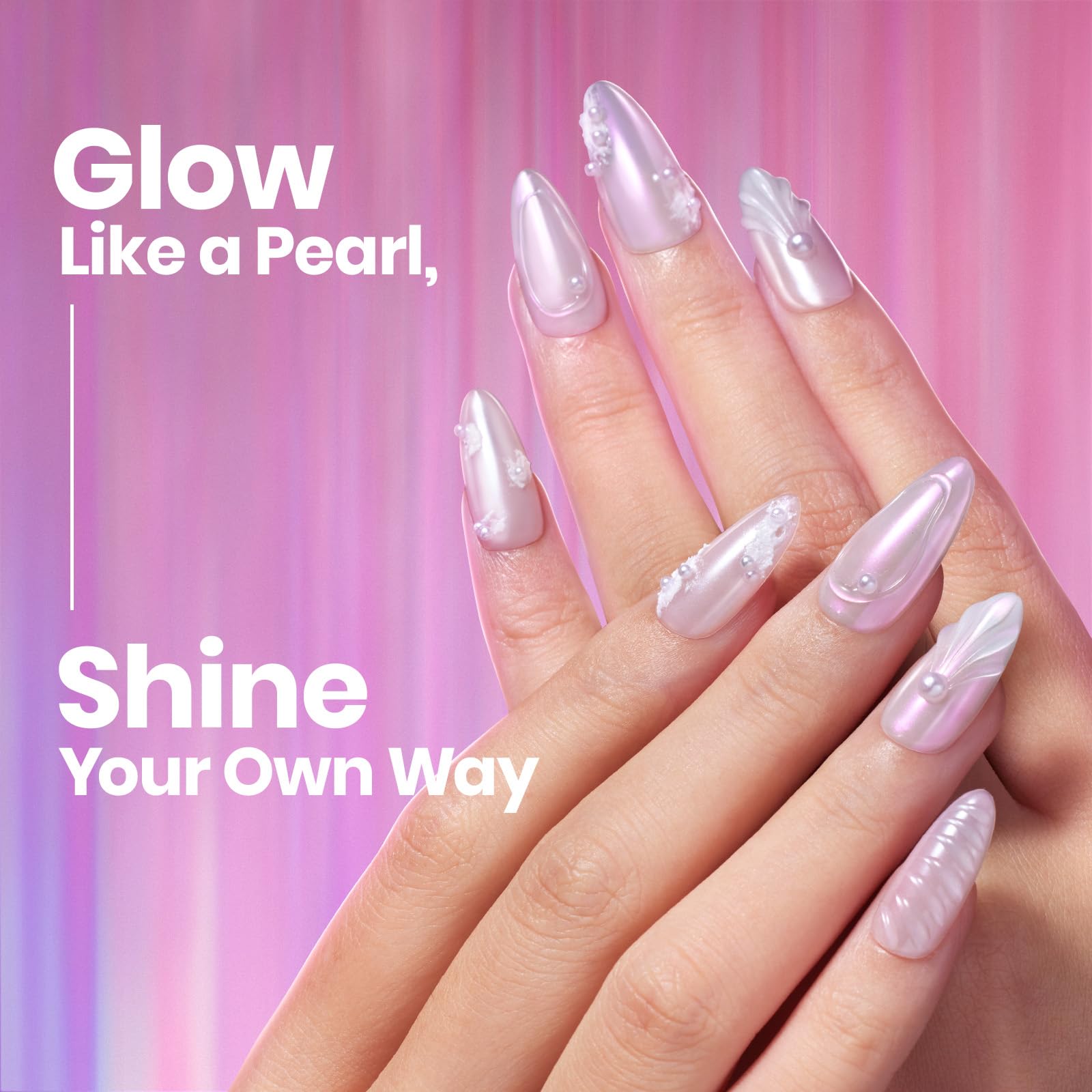 Beetles Chrome Nail Powder purple jar closeup highlighting iridescent pearl effect for glamour.