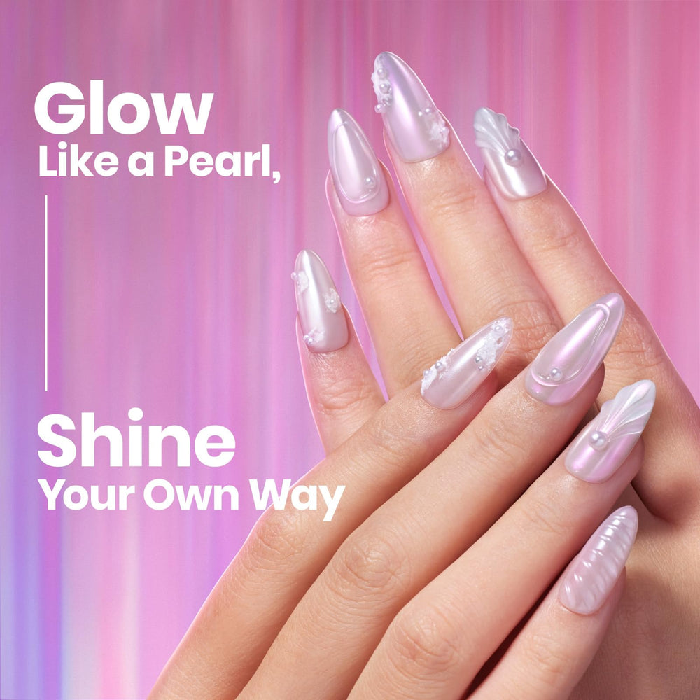 Beetles Chrome Nail Powder purple jar closeup highlighting iridescent pearl effect for glamour.