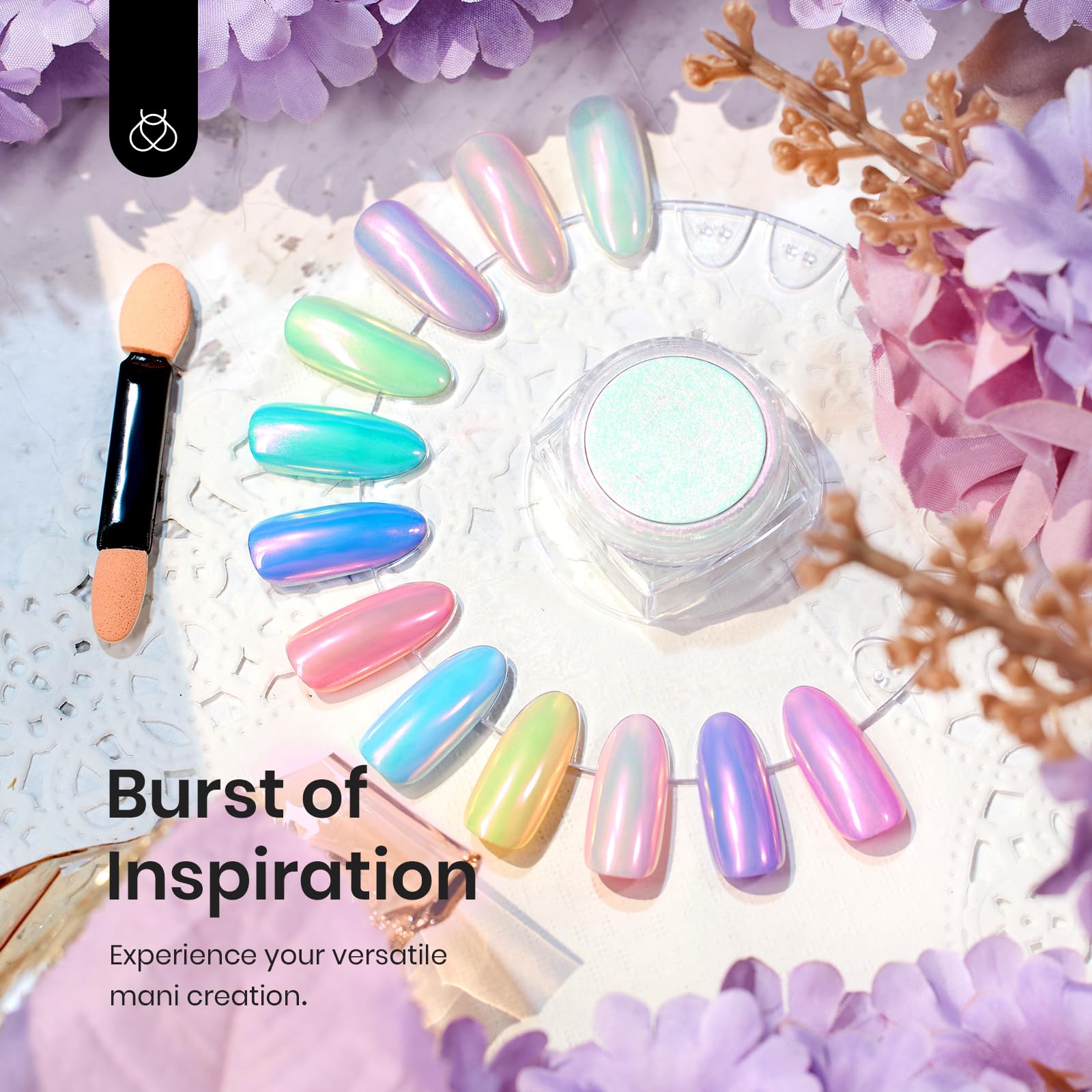 Beetles Chrome Nail Powder suitable for UV gel nails application