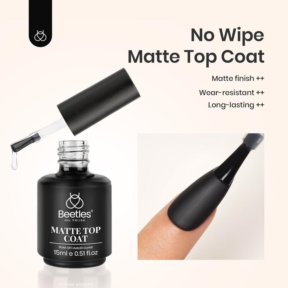 Beetles chrome-proof matte finish applied for chrome powder detail on nails
