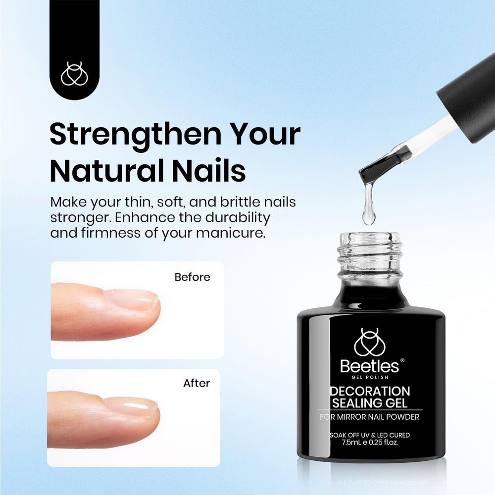 Beetles Chrome Top Coat low-odor formula supports a healthier manicure.