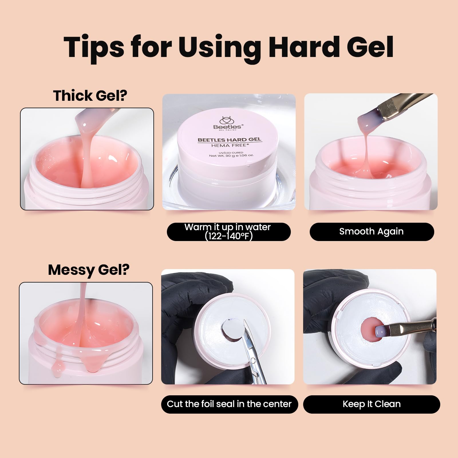 Beetles gel compatible with nail clamps for slimmer, defined nails.