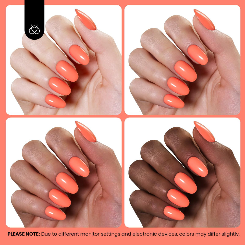 Beetles Coral Orange packaging display highlighting the neon shade
