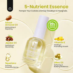 Beetles Cuticle Oil almond-fragrance close-up showing silky texture and nourishing scent
