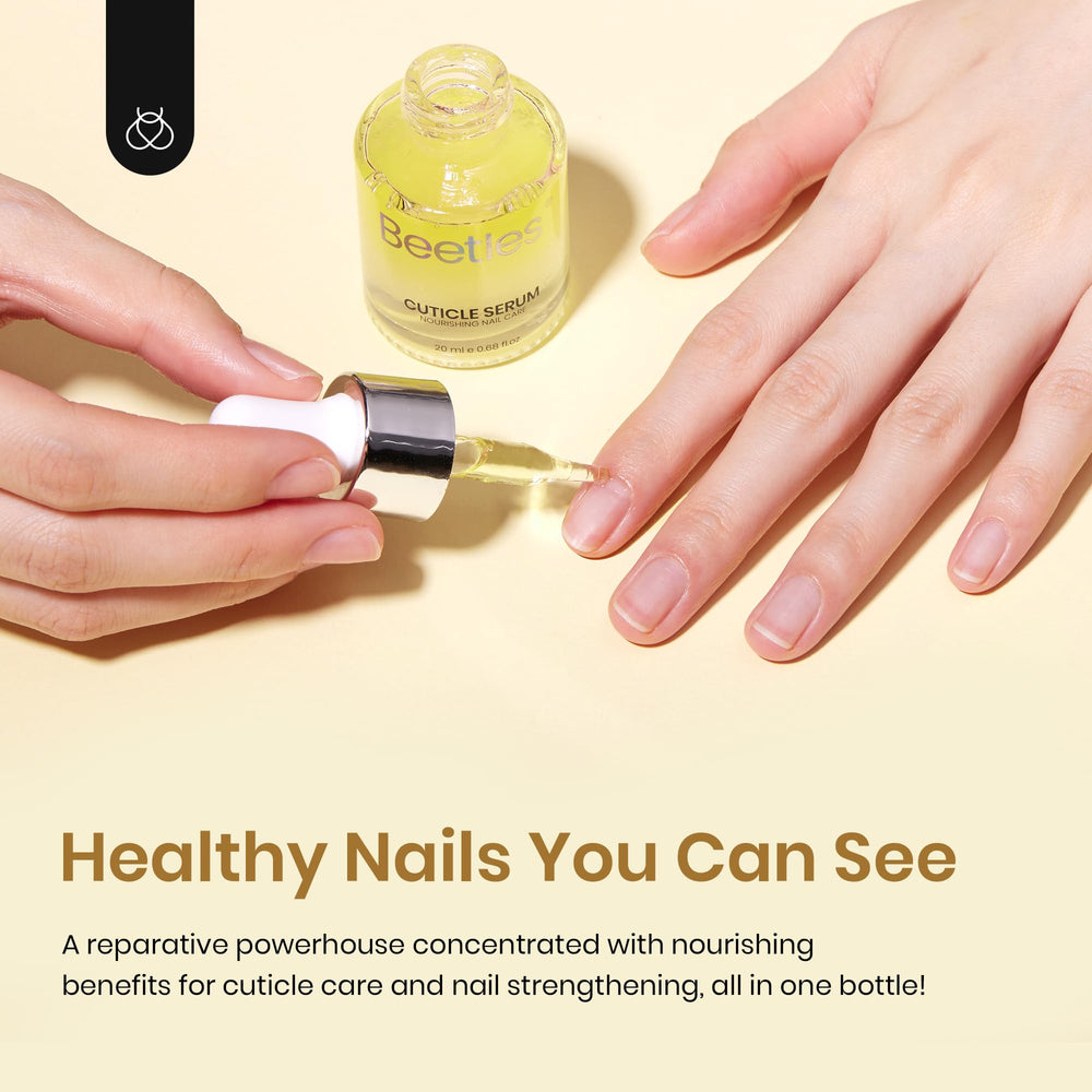 Beetles Cuticle Oil application demonstrating hydration and nourishment.