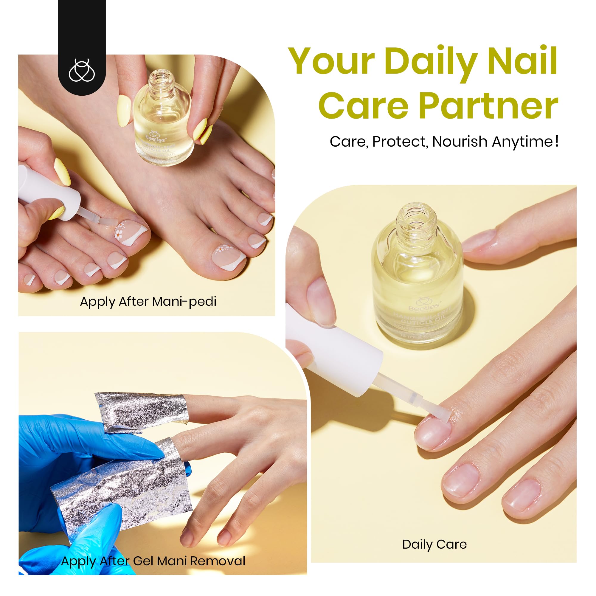 Beetles Cuticle Oil frosted cap—ergonomic, comfortable grip during use
