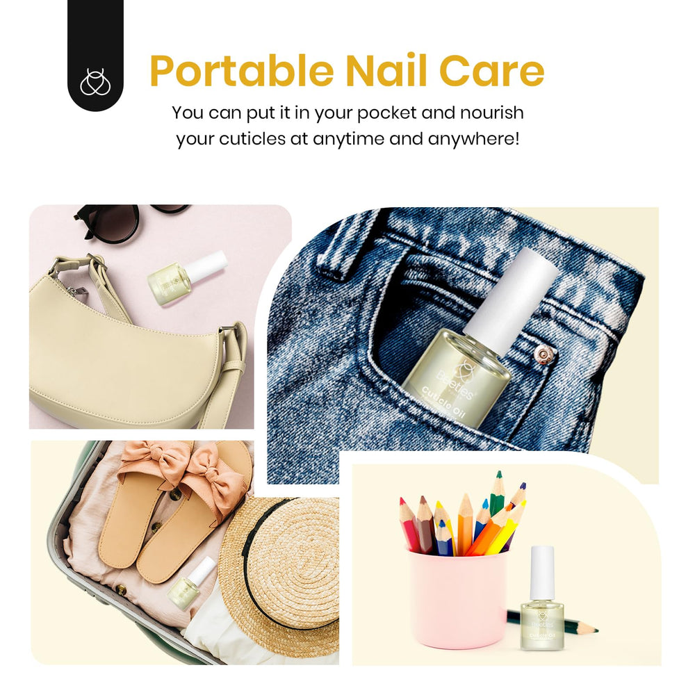 Beetles Cuticle Oil easy application with a soft brush for home spa results.