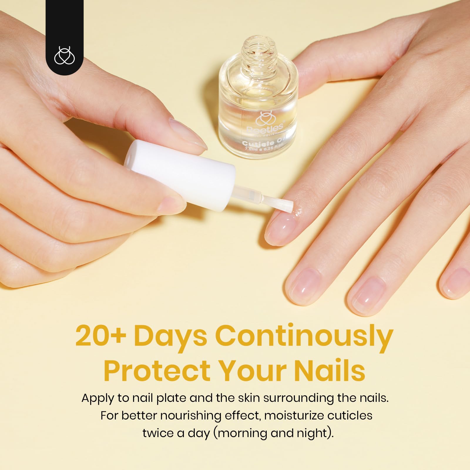 Beetles Cuticle Oil ingredients include jojoba, olive oil, and vitamin E for nourishment.