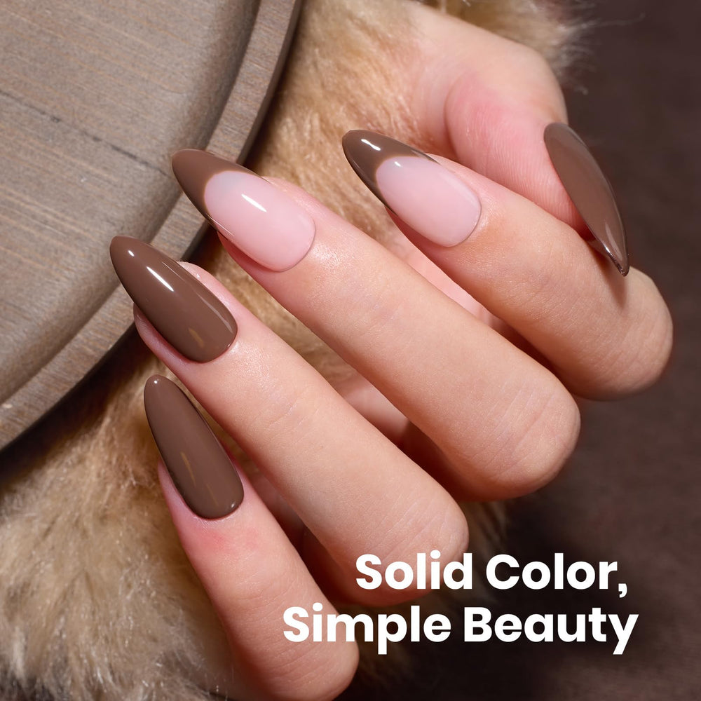 Beetles Dark Brown gel polish cure results in a high-gloss finish