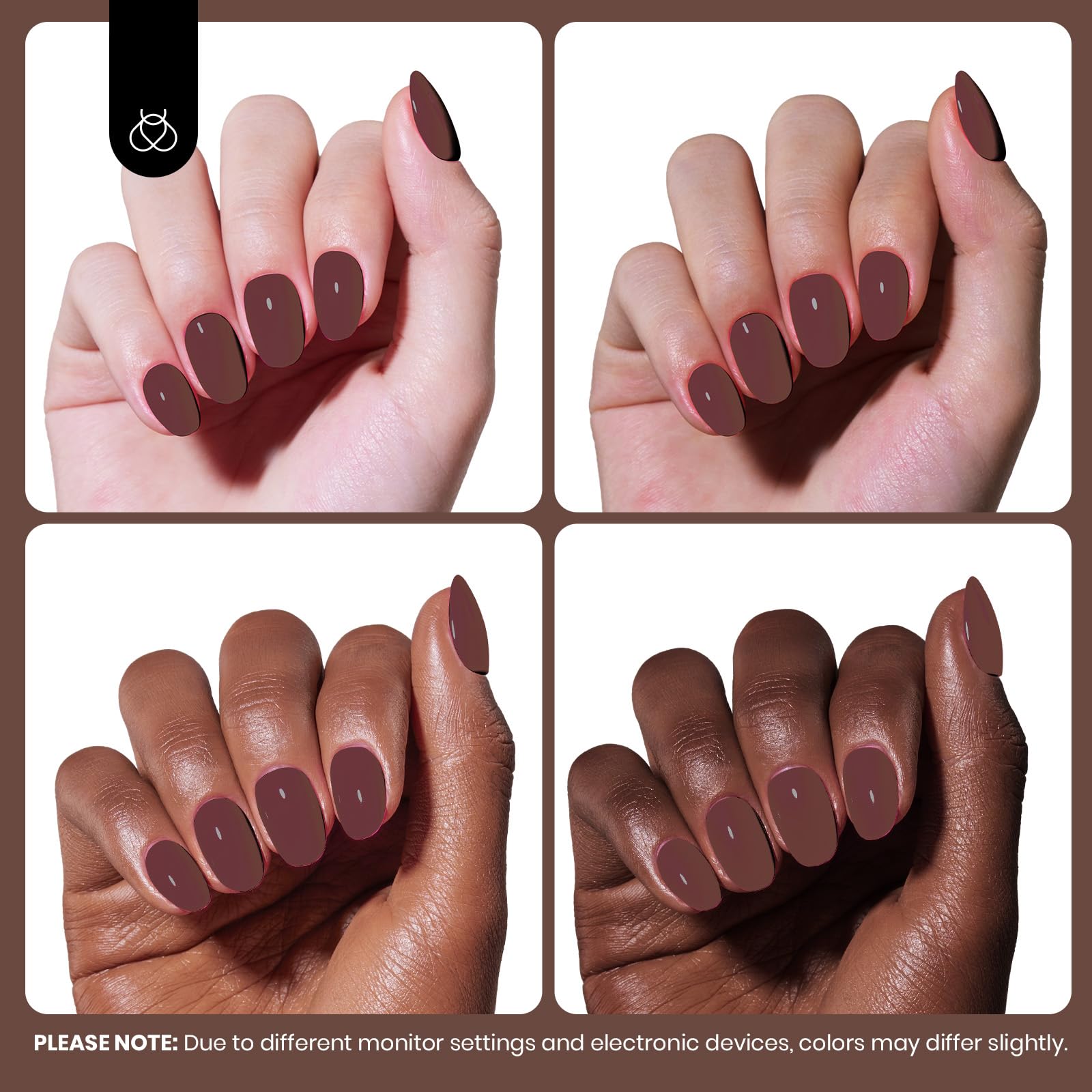 Beetles Dark Brown gel manicure on natural nails shows versatile salon-quality results