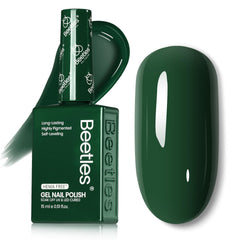 Beetles Dark Green Gel Polish bottle view for color accuracy and preview