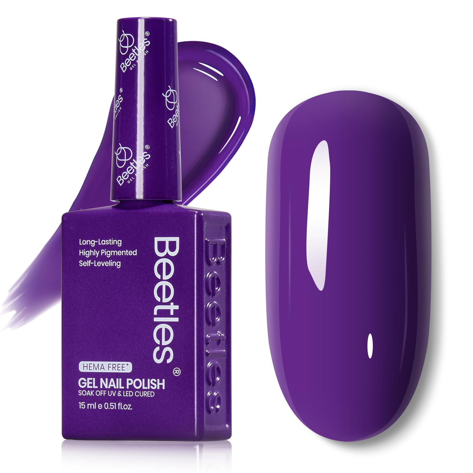 Beetles Dark Purple Gel Polish bottle close up showing color accuracy for precise manicure planning