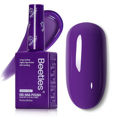 Beetles Dark Purple Gel Polish bottle close up showing color accuracy for precise manicure planning