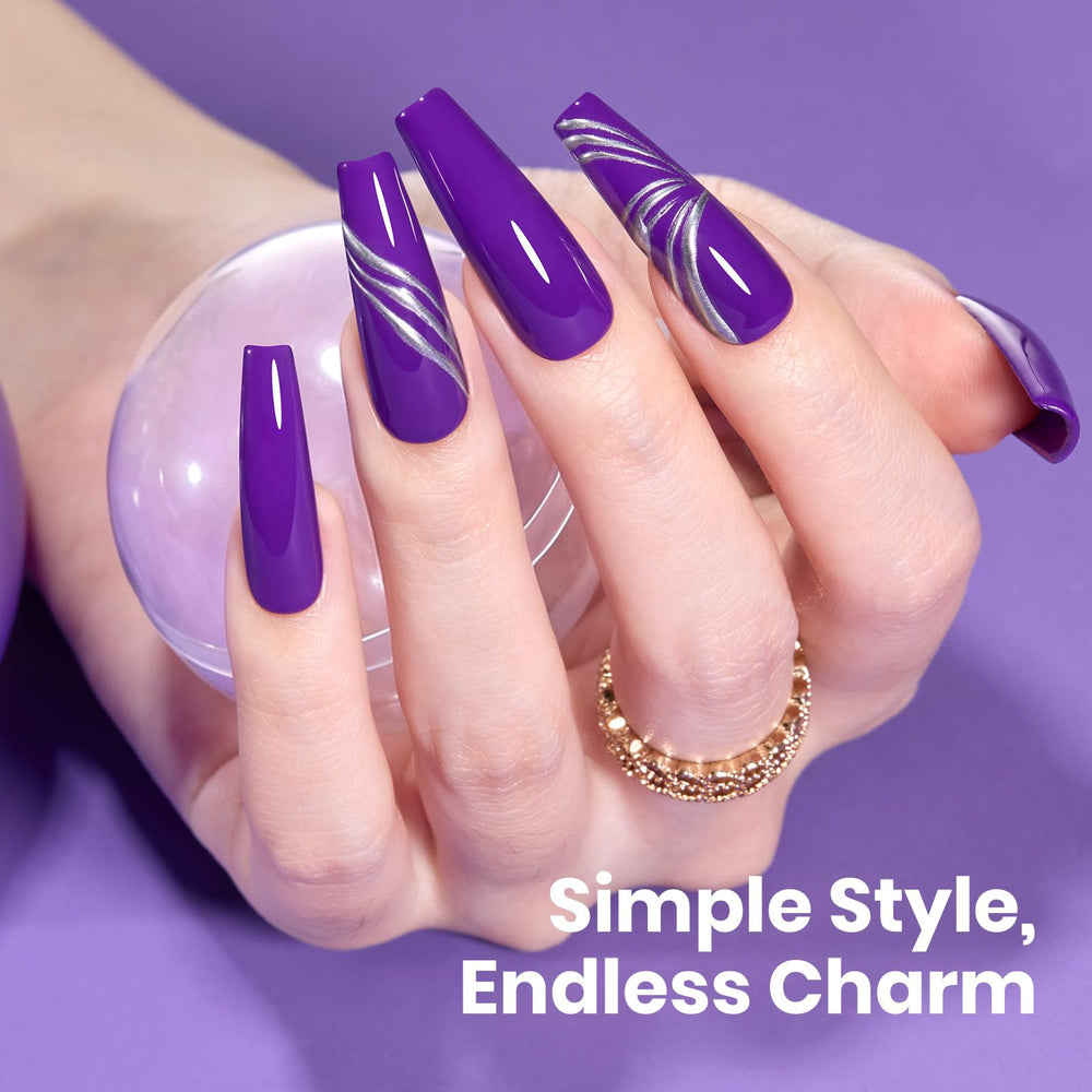 Beetles Dark Purple Gel Polish with a glossy finish on nails