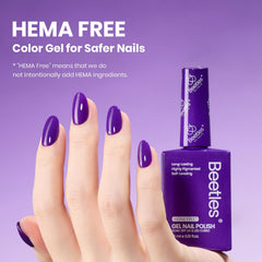 Beetles Dark Purple Gel Polish swatches on nails demonstrating rich color and shine