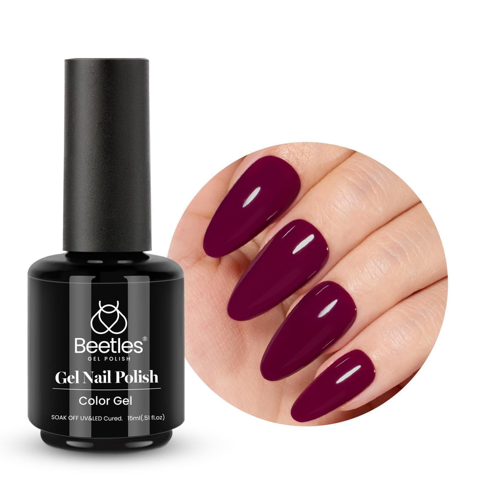 Beetles Dark Red Gel Polish completes a versatile home manicure look