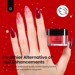 Beetles Red Dip Powder Kit application no lamp demonstrates easy, lamp-free manicure at home.