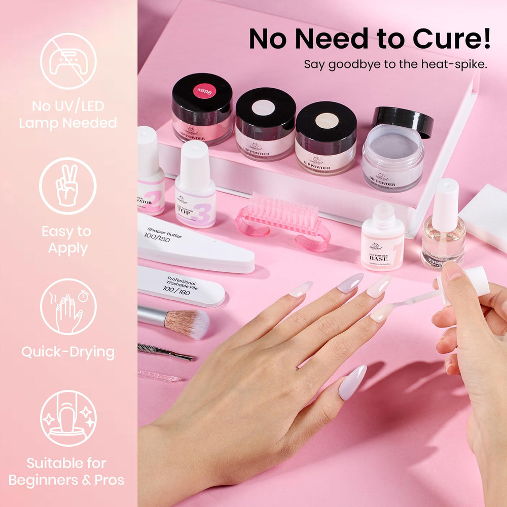 Beetles Dip Powder Base Top Activator set enables easy air-dry manicure.