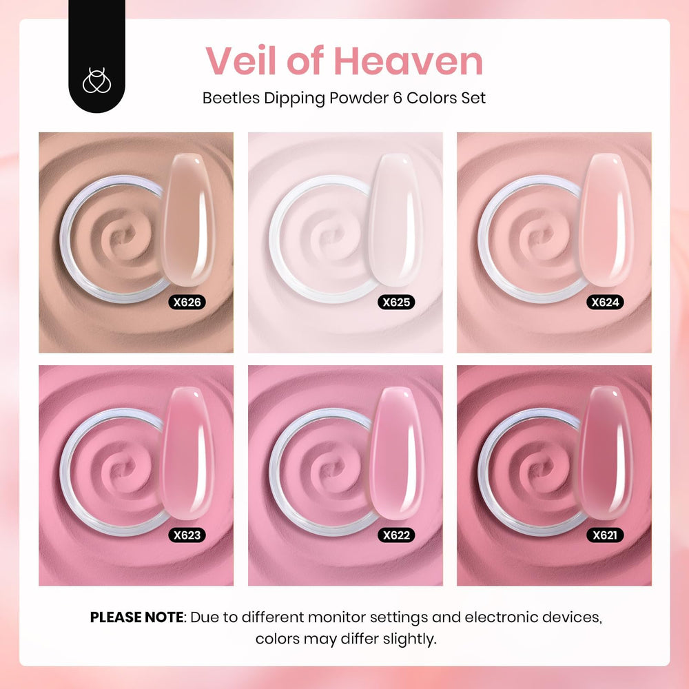 Beetles Dip Powder color swatch nude-pink shows versatile shades for daily wear.
