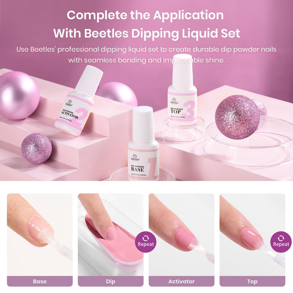 Beetles Dip Powder cuticle oil and nail file, nourishing prep tools.
