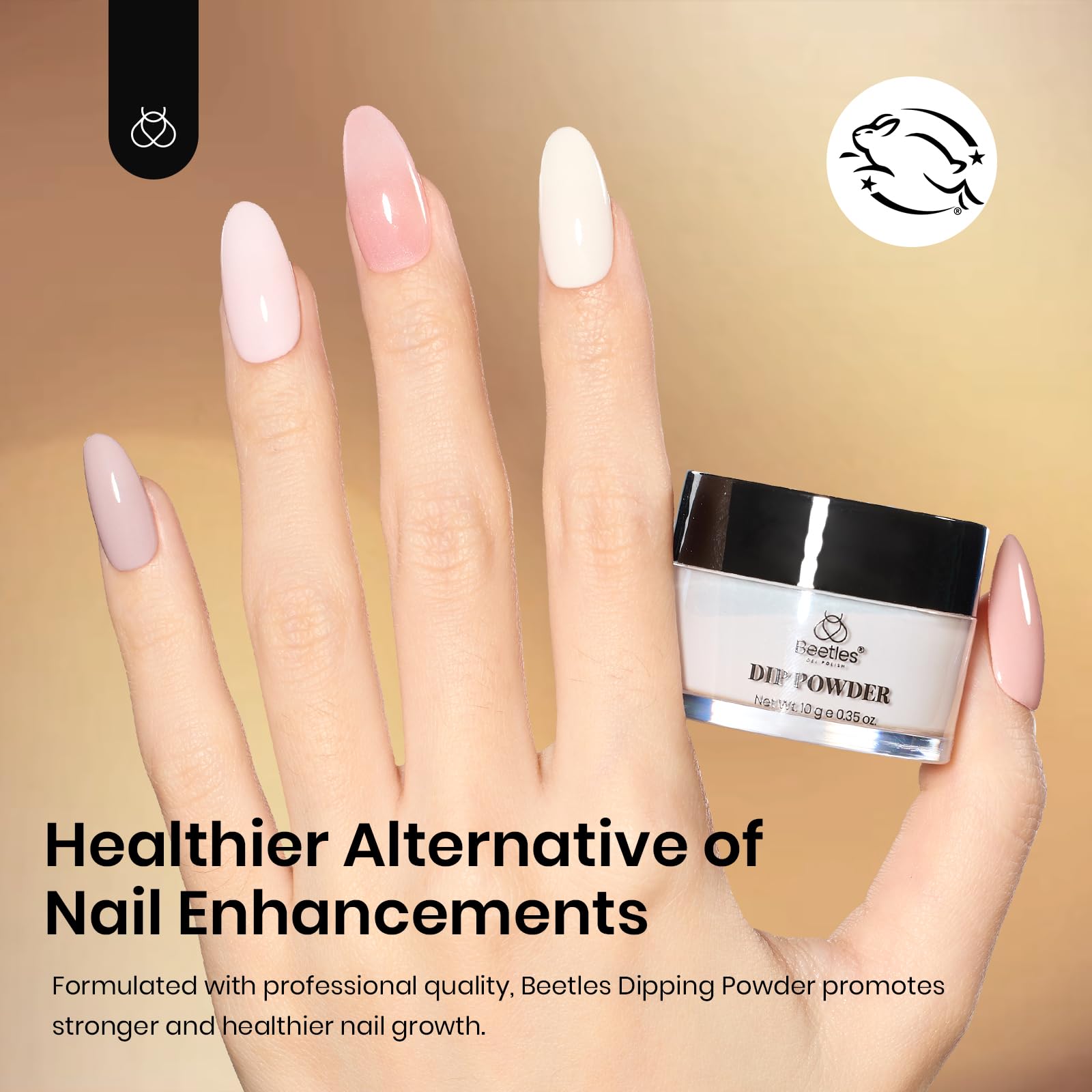 Beetles dip powder with healthy natural formula for gentle nail care.