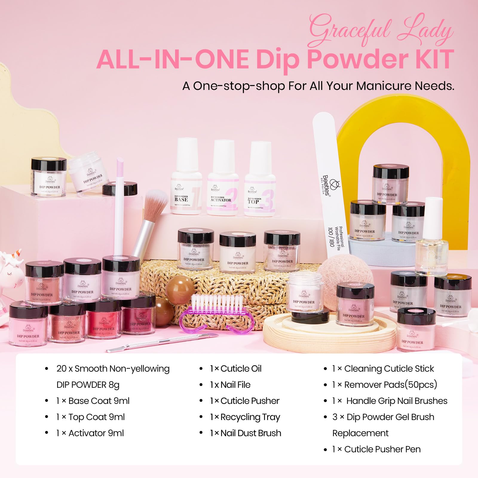 Beetles Gel Polish dip kit cuticle oil nourishes dry edges.