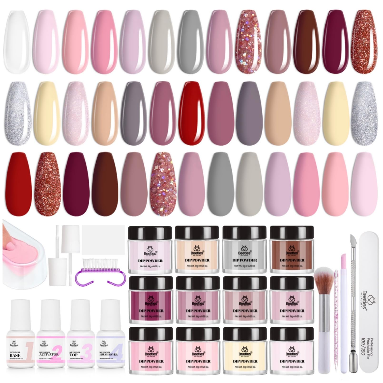Beetles Gel Polish dip kit remover pads wipe color gently.
