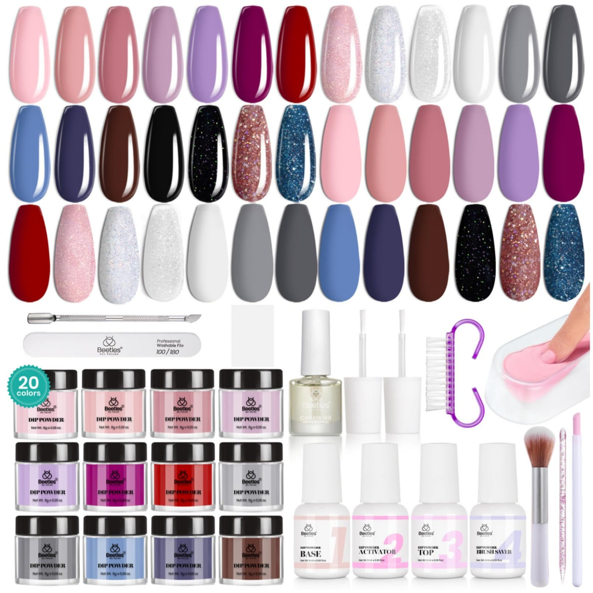 Beetles Dip Powder Nail Kit front view, ideal for at-home manicure.