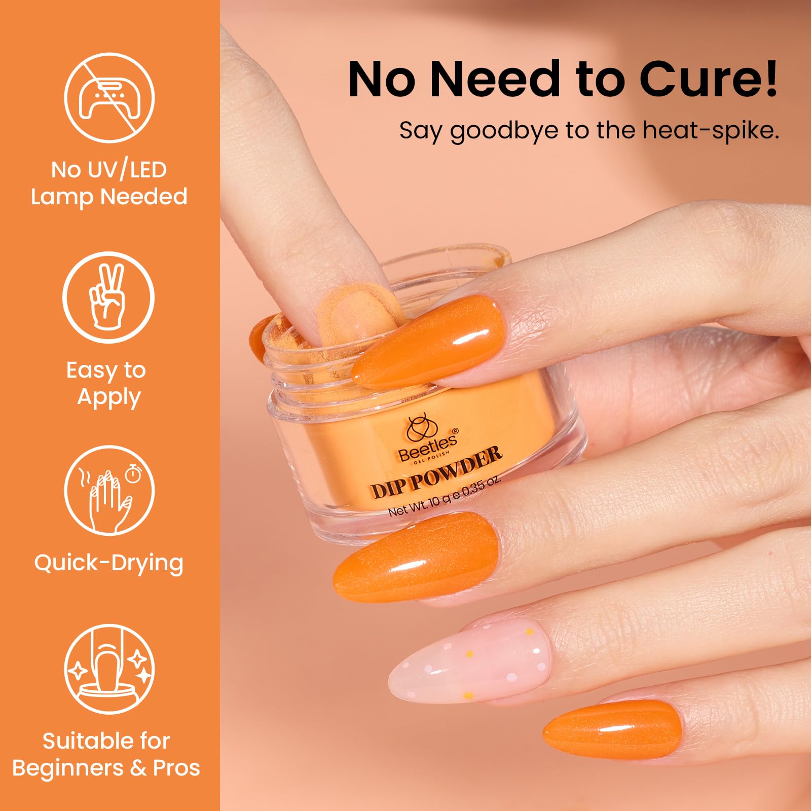 Beetles Dip Powder Molten Sunset brown for natural-looking shine.