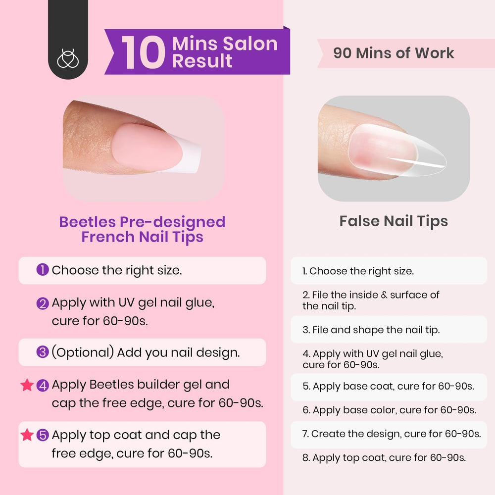 Beetles nail art friendly tips compatible with UV gel for designs