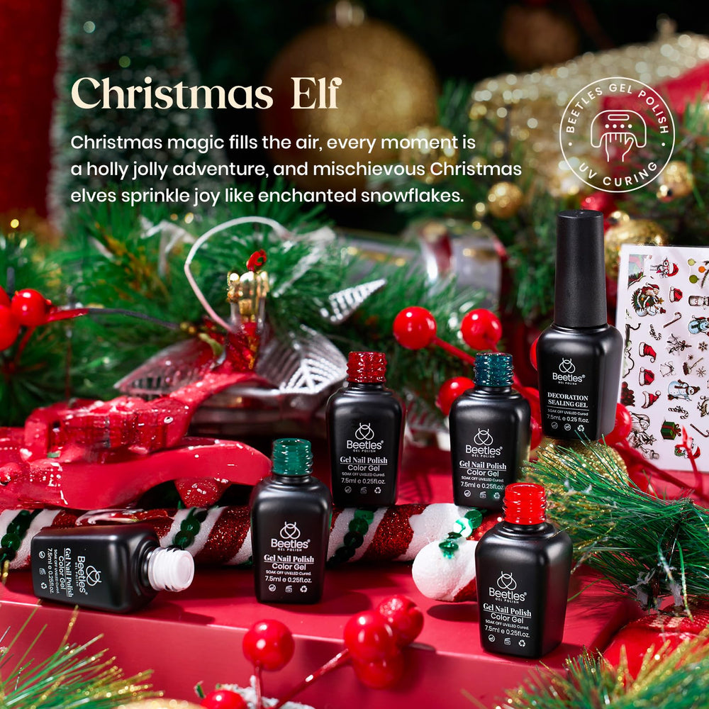 Beetles Eif Glitter Green gel polish bottle adds festive sparkle and shine.