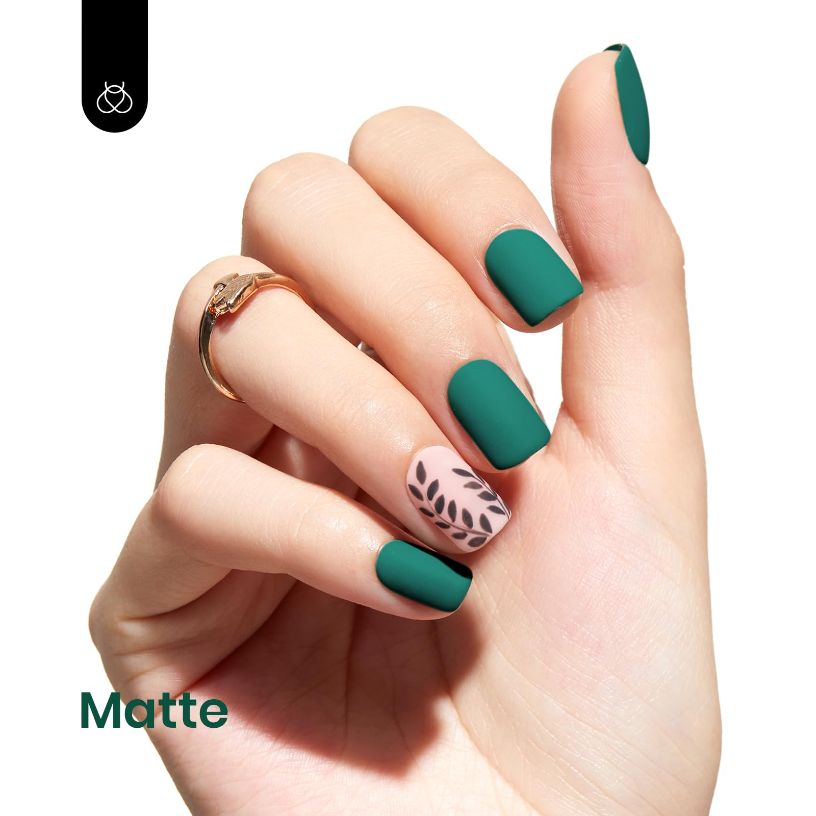 Beetles Emerald Green nails display a glossy, salon-worthy finish.