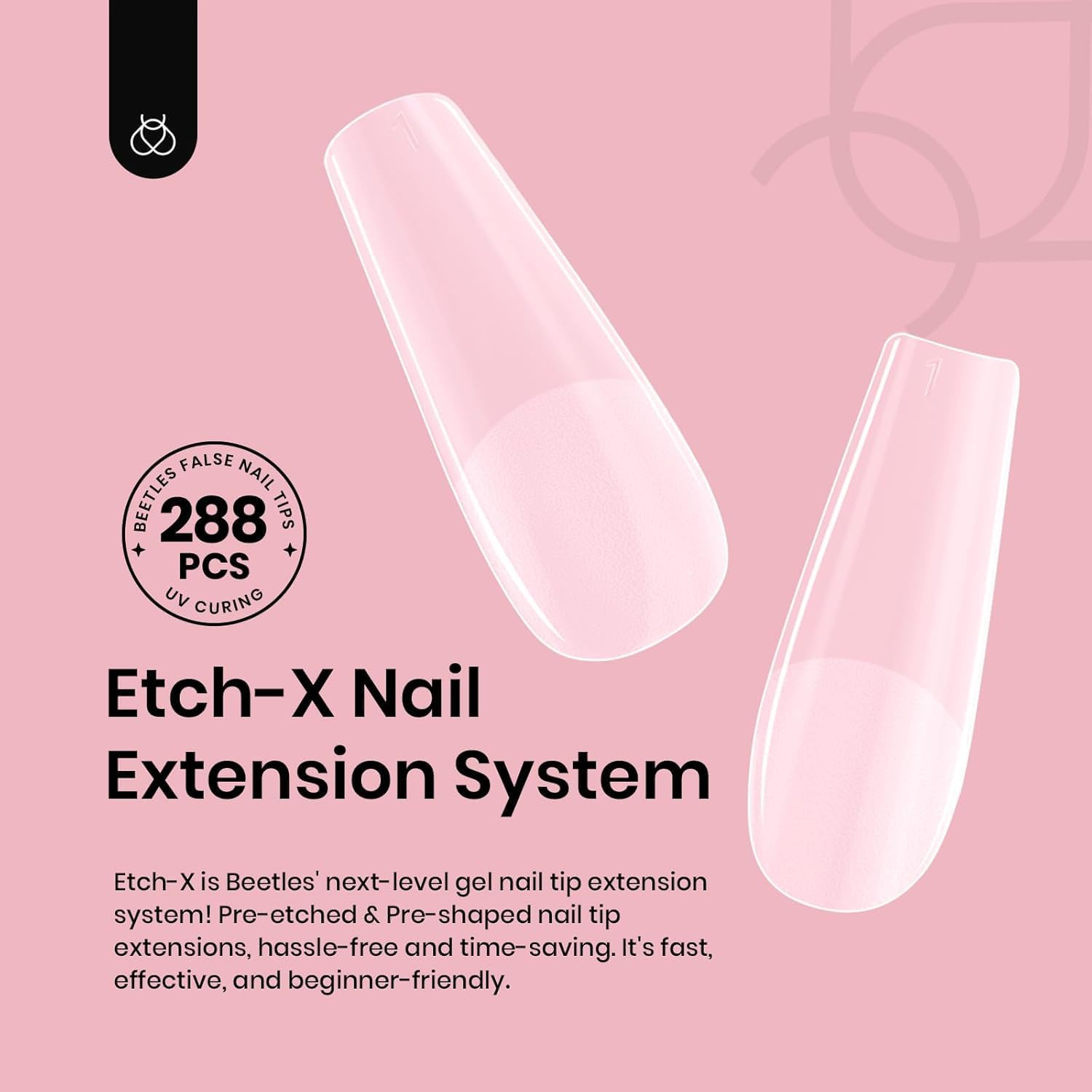 Beetles Etch-X half-matte finish nail tips for quick no-file applications