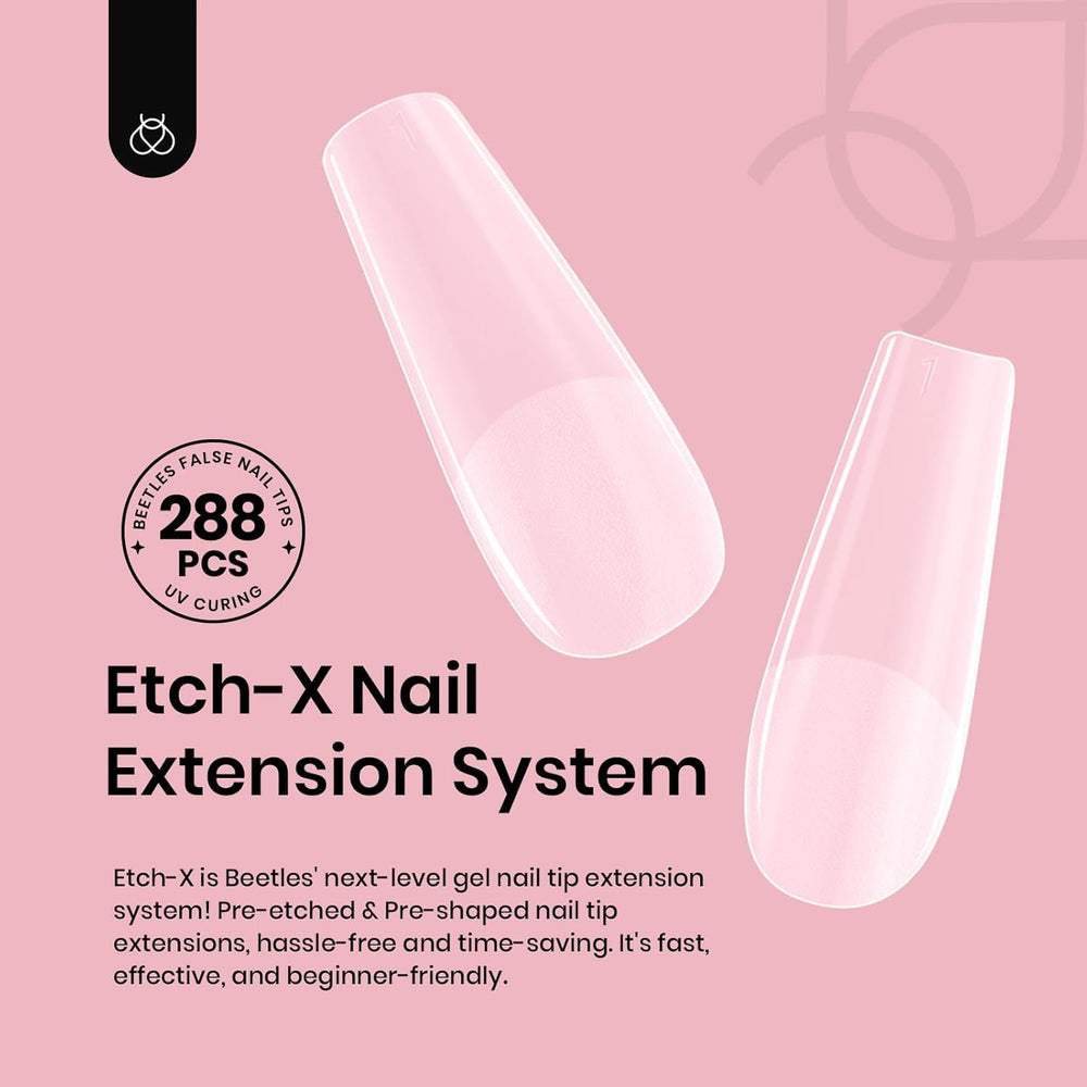 Beetles Etch-X half-matte finish nail tips for quick no-file applications