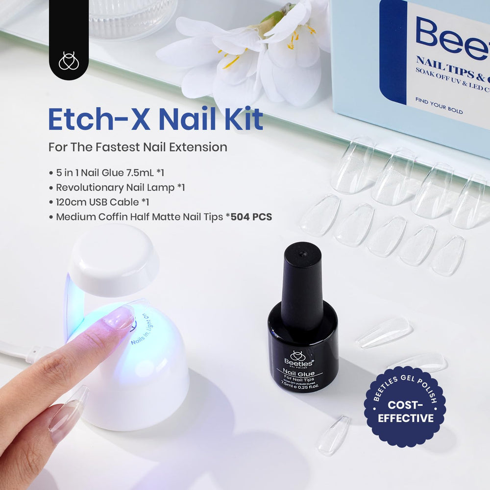 Beetles Etch-X medium coffin tips (504pcs) ready for easy application