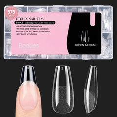 Beetles Etch X medium coffin full-cover nail tips for durable extensions