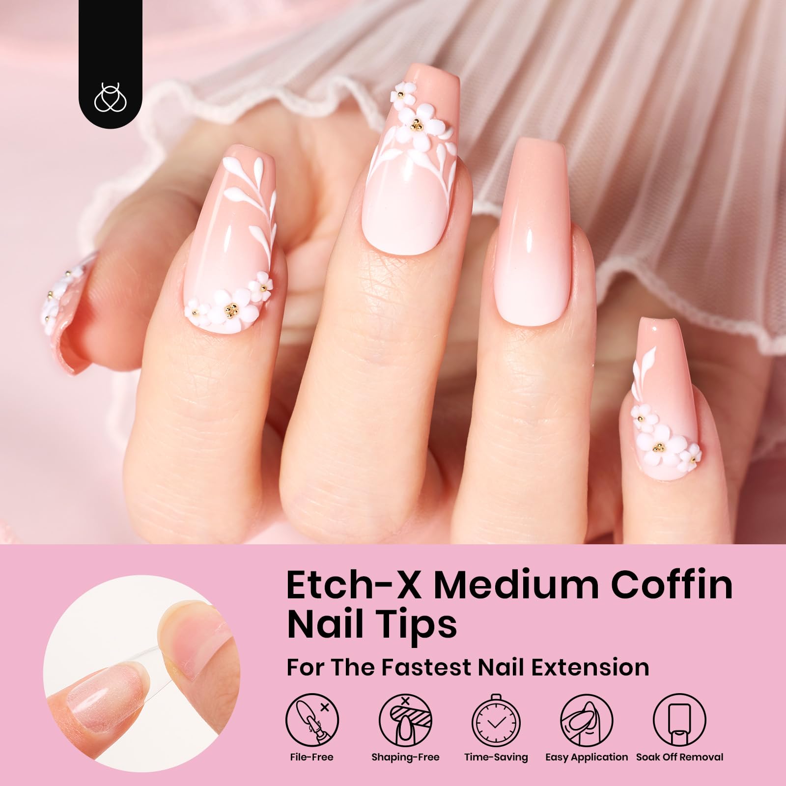 Beetles Etch X tips are pre-etched for quick, accurate application