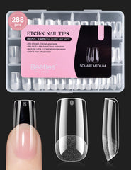 Beetles Etch-X square medium nail tips for DIY extensions with 288 pieces