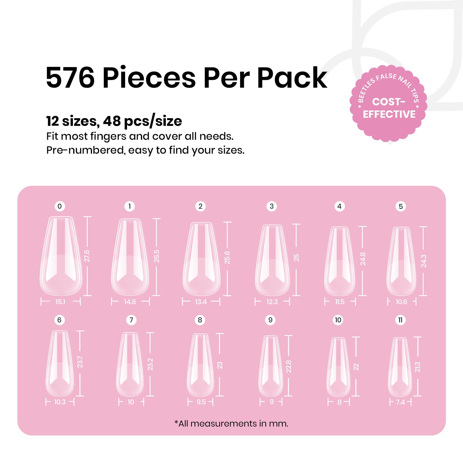 Beetles Etch X set includes 12 sizes for precise nail fit