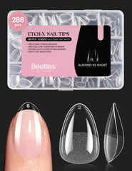 Beetles extra short almond nail tips 288-piece pack ready for fast at-home nail extensions