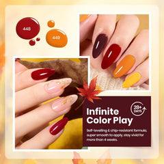 Beetles Golden Blessing 448 orange bottle for bright seasonal nails.