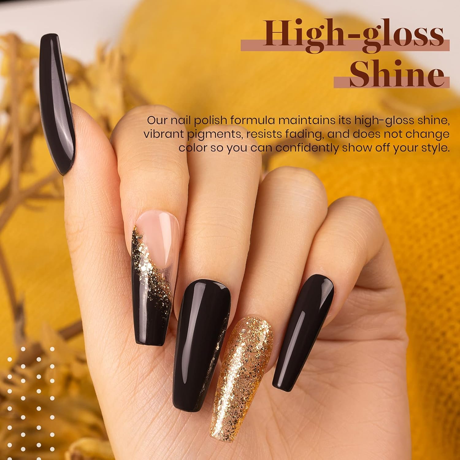 Beetles Yellow Gold Glitter swatch festive shimmer for party nails