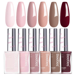 Beetles Gel Polish Fall Set color swatches in Coconut Mousse for quick-dry, long-lasting nude tones.