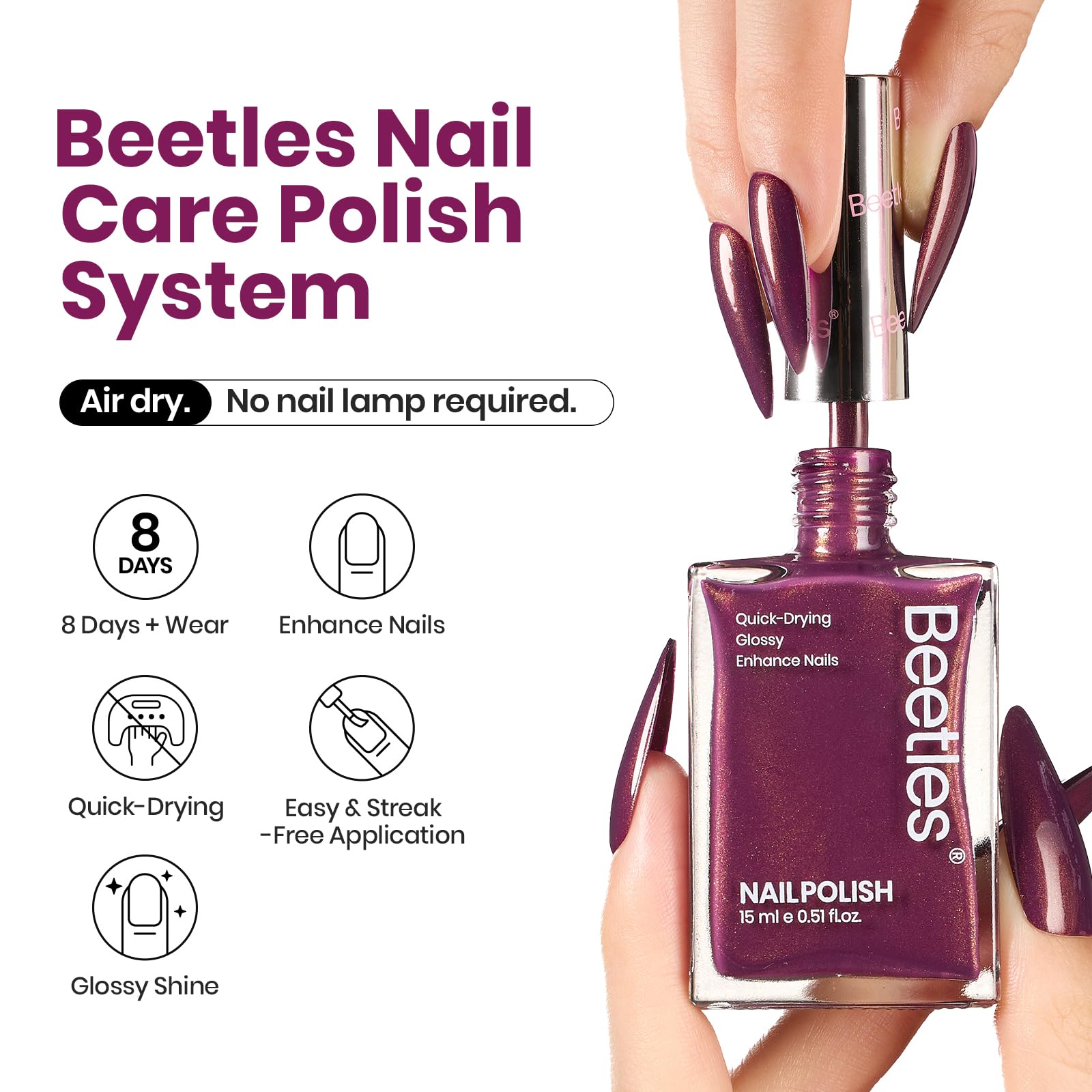 Beetles fast-drying nail lacquer dries quickly for DIY manicures.