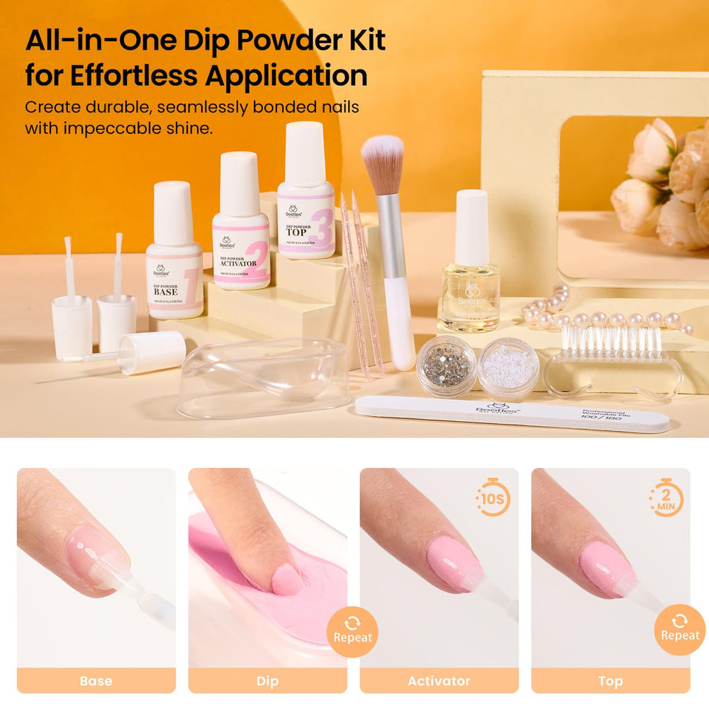 Beetles file and buffer prep nails for a flawless finish.