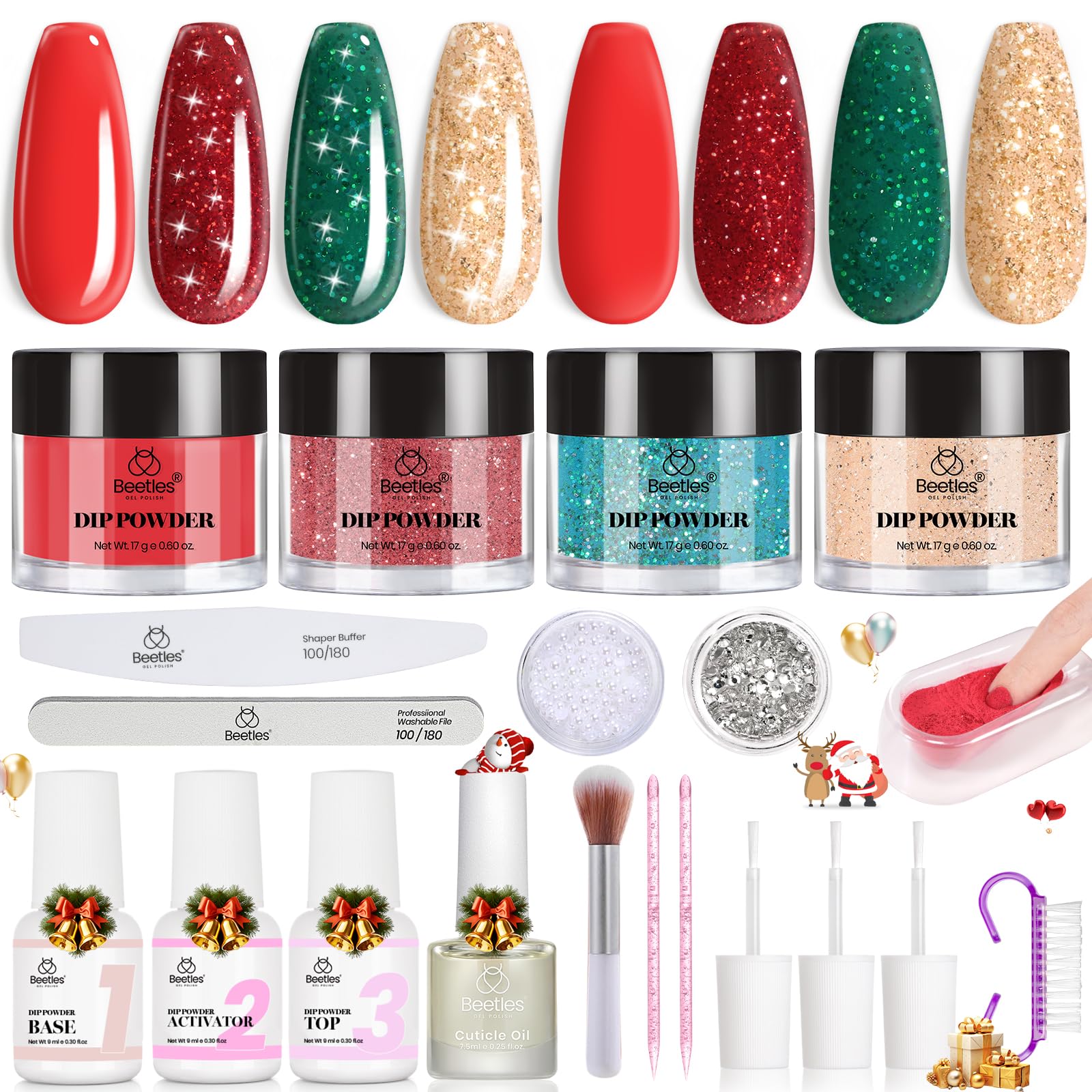 Beetles finished dip manicure with glossy, chip-resistant shine.