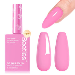 Beetles First Crush pink gel polish bottle with soft shade for at-home manicure.