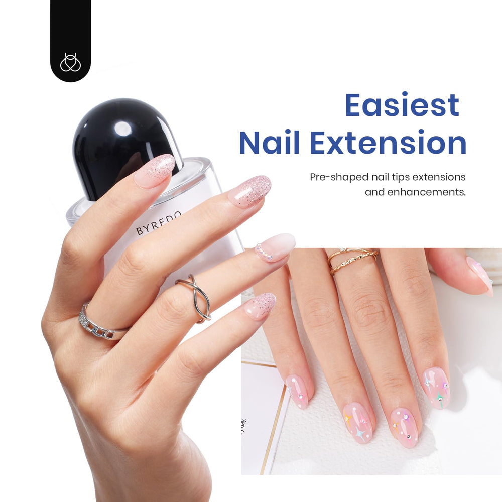 Beetles five-in-one base gel kit: glue, base, blooming gel, rhinestone adhesive.